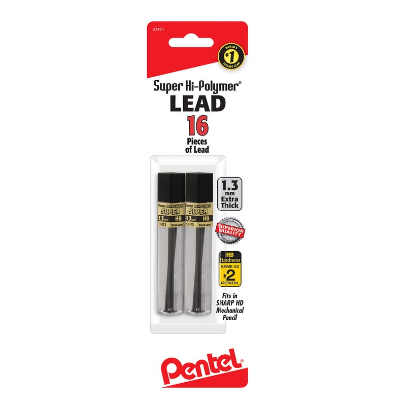 PentelCH13BPHB2 Super Hi-Polymer Lead Refill (1.3mm) HB, 8Pcs/Tube, 2Pk - Image 1
